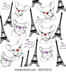 bulldog, french, french bulldog, tower, french, paris, europe