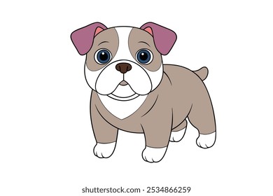 bulldog gentle and easygoing vector art illustration