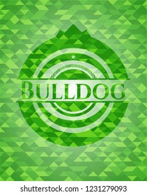 Bulldog green emblem with triangle mosaic background