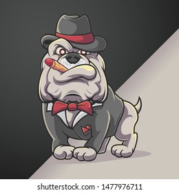 Bulldog Hat Mascot Gangster Banker