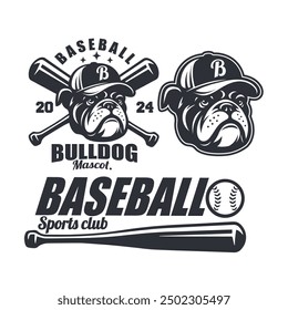 bulldog head baseball mascot badge logo vector illustration