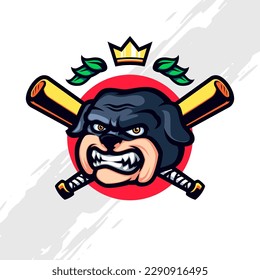 Bulldog Head Baseball Team Emblem Mascot