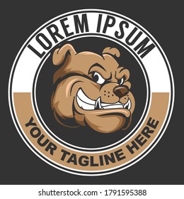 Bulldog head cartoon character vector logo