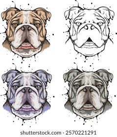 Bulldog head with different colors , suitable for t-shirt and sticker designs