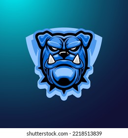 Bulldog head esport mascot emblem logo. Baseball, basketball, gaming logo illustration.