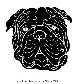 bulldog head face, hand drawing line, vector illustration design