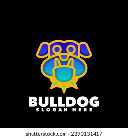 Bulldog head gradient colorful gradient symbol logo template 