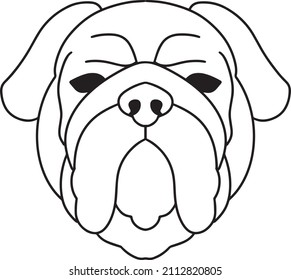 bullDog head icon, dog face sign, dog face icon in line art, Vector ilustration