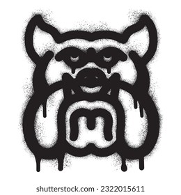 Bulldog head icon graffiti with black spray paint