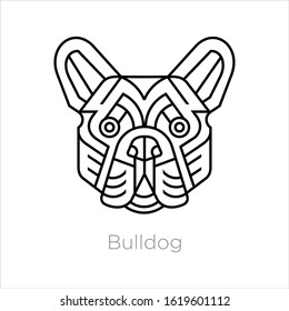 Bulldog head icon logo line art illustration 