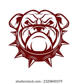 Bulldog head isolated on white background. Sport team mascot. Design element for logo, label, emblem, sign, badge. Vector illustration.