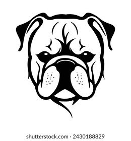 A bulldog head line art silhouette for dog logo