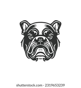 Bulldog head logo of bull dog face silhouette clipart vector, animal character icon, mascot sticker symbol. isolated on white background.