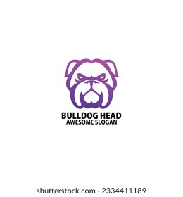 bulldog head logo design gradient line art