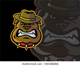 The bulldog head mascot with a hat is suitable for brand logos, business logos, team logos or t-shirt images.
