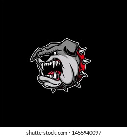 bulldog head, mascot logo for e sport, poster, t shirt, sport team, badge, sign vector illustration