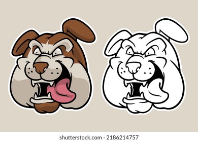 bulldog head mascot vector illustration cartoon style