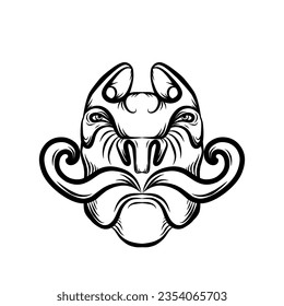 bulldog head mask wearing mustache style art vector