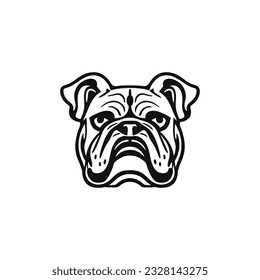 BullDog head silhouette veterinary Logo of animal pet shope clipart vector, veterinarian icon, petpaw store symbol. isolated on white background.