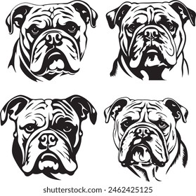 Bulldog Head Stencil Vector Silhouette Bundle