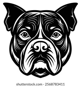 Bulldog head vector silhouette art illustration