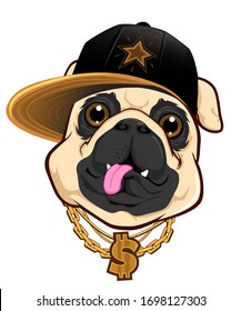 Bulldog hip hop mascot cartoon in vector