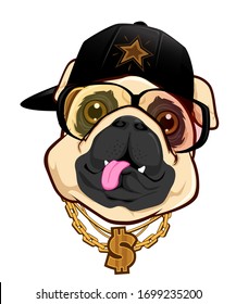 Bulldog hip hop mascot cartoon in vector