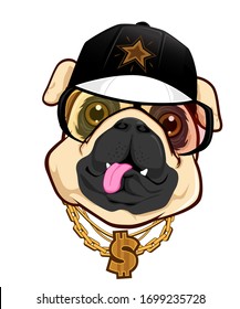 Bulldog hip hop mascot cartoon in vector