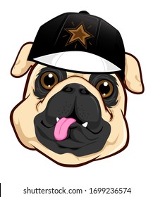 Bulldog hip hop mascot cartoon in vector