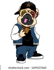 Bulldog hip hop mascot cartoon in vector