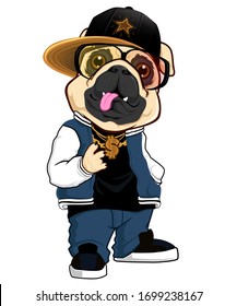 Bulldog hip hop mascot cartoon in vector