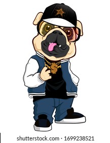 Bulldog hip hop mascot cartoon in vector