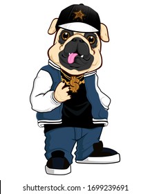 Bulldog hip hop mascot cartoon in vector