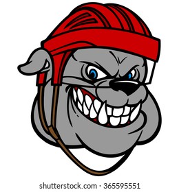 Bulldog with Hockey Helmet