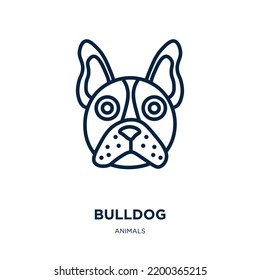 bulldog icon from animals collection. Thin linear bulldog, dog, pet outline icon isolated on white background. Line vector bulldog sign, symbol for web and mobile