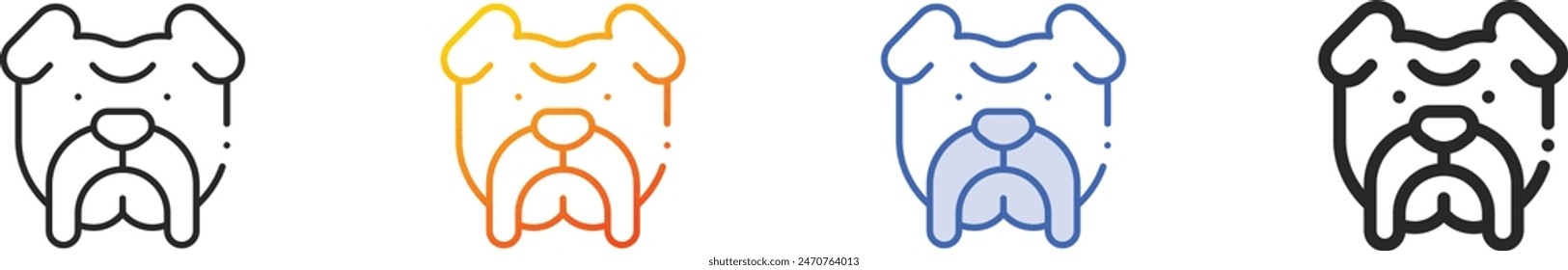 bulldog icon.Thin Linear, Gradient, Blue Stroke and bold Style Design Isolated On White Background