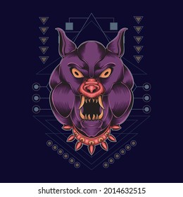 Bulldog illustration sacred geometry, can be used for t-shirt designs, tattoos, wallpapers, art prints, and more