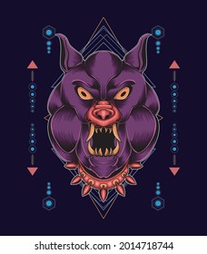 Bulldog illustration sacred geometry, can be used for t-shirt designs, tattoos, wallpapers, art prints, and more