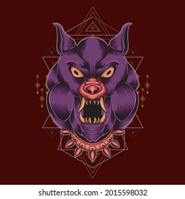 Bulldog illustration sacred geometry, can be used for t-shirt designs, tattoos, wallpapers, art prints, and more