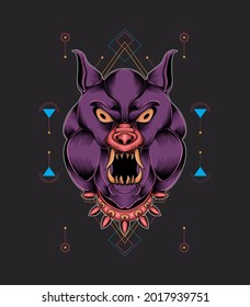 Bulldog illustration sacred geometry, can be used for t-shirt designs, tattoos, wallpapers, art prints, and more