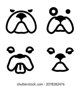 Bulldog line icon set. Vector illustration.