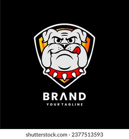 Bulldog logo design with shield. Mascot illustration, esport Bulldog vector