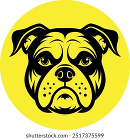 Bulldog logo illustration vector, black and white, refined in Adobe Illustrator. Angry dog design for logo, line design, isolated. 