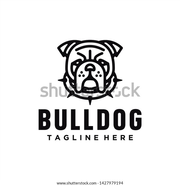 Bulldog Logo Monoline Design Vektor Stock Vector Royalty Free 1427979194