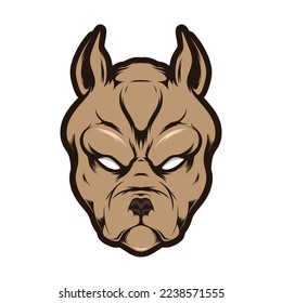 Bulldog Logo with Scary Face Cool Illustration Design.Designs Concept for T-shirts,Logo Brand,Restourant banner, Stickers, or Posters.