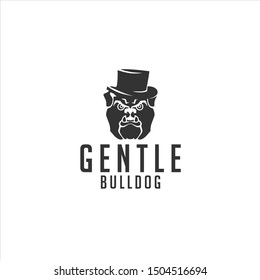 Bulldog logo template design in outline style. Vector illustration