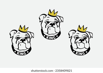 Bulldog logo vector dog king crown