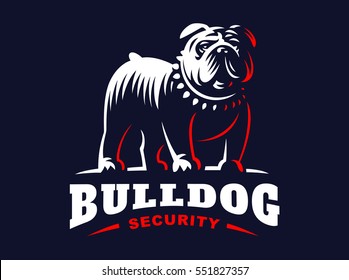 Bulldog logo - vector illustration, emblem design on dark background