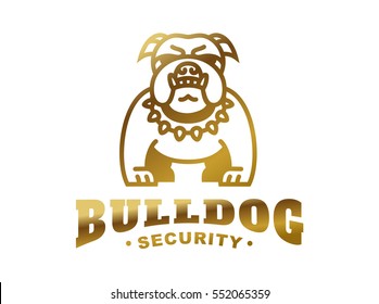 Bulldog logo - vector illustration, golden emblem design on white background