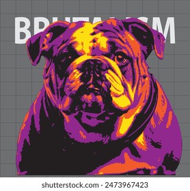 Bulldog mirando hacia adelante con colores de Vector